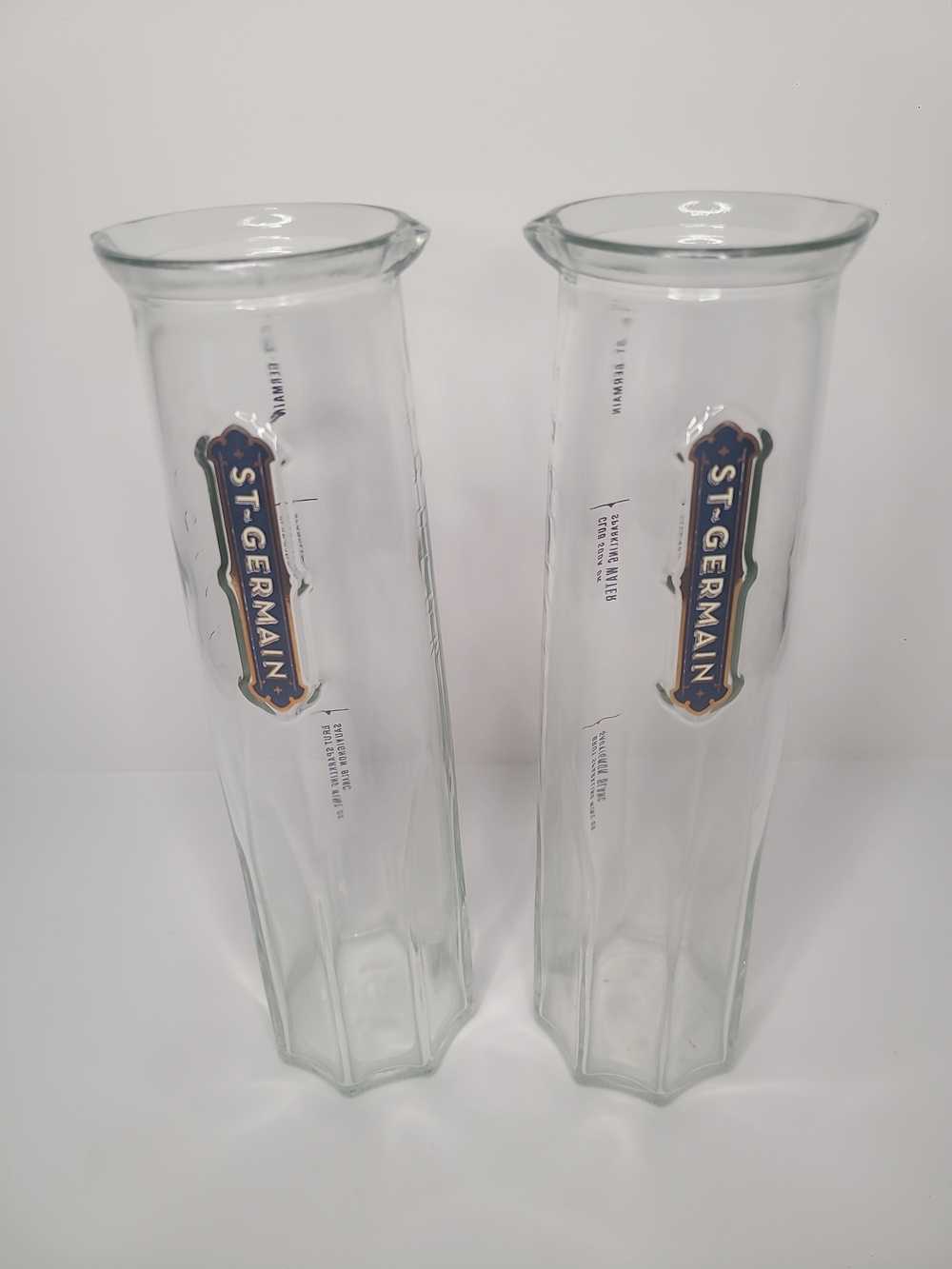 St Germain 1L Glass Carafe Pair French Cocktail Mixing Pitcher Spritz Decanters